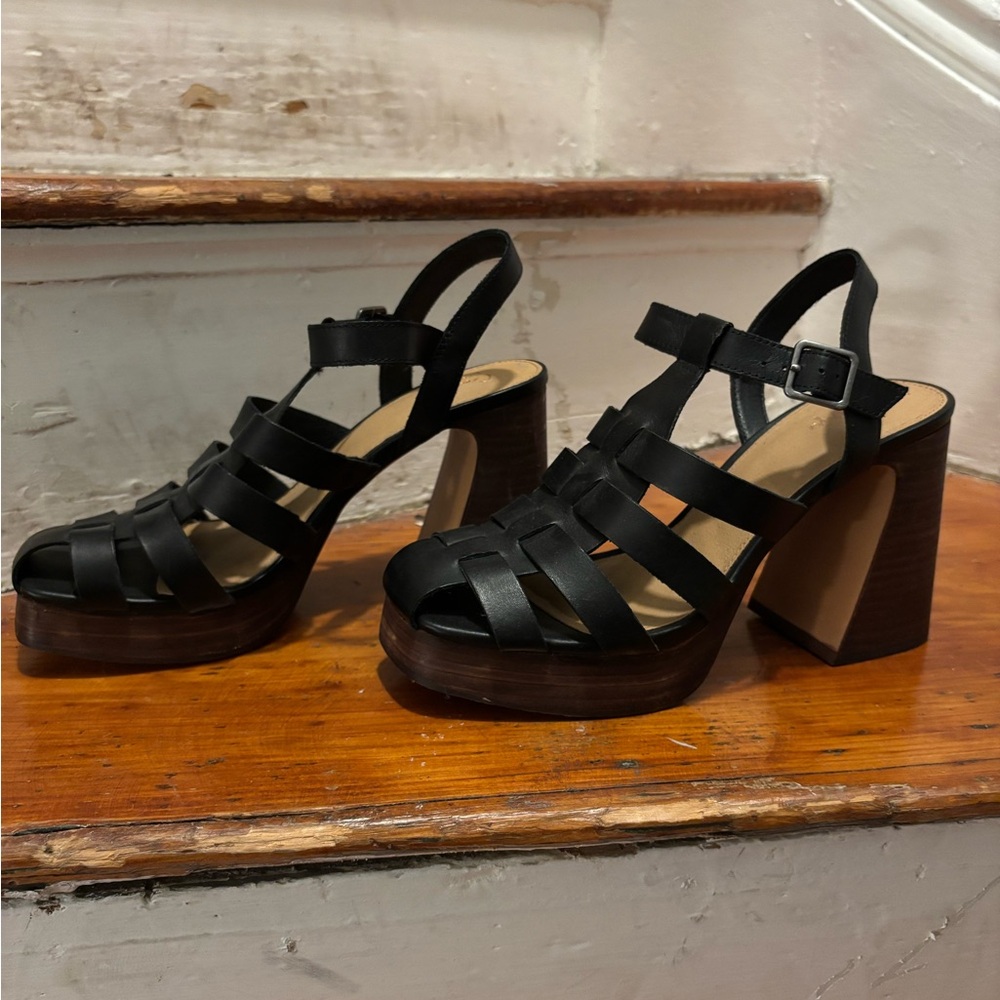 Crown Vintage Black Platform Sandals